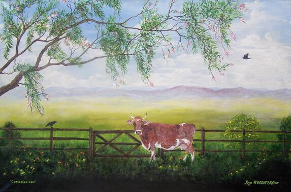 Contented cow painting by Rex Woodmore http://art-sale.weebly.com